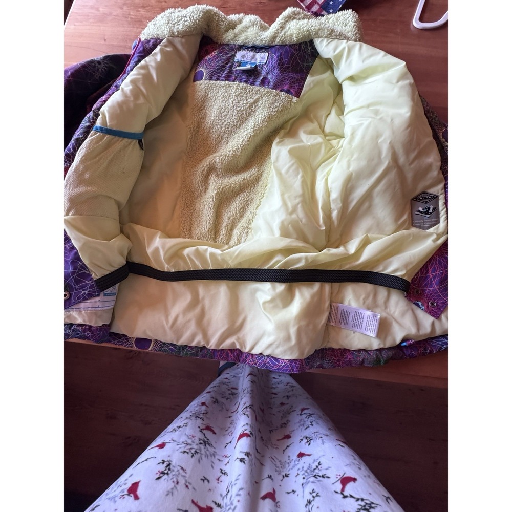 Columbia Omni Tech Girls Sz 14-16 Ski Hooded Coat Sirograph Purple Design - Picture 8 of 12